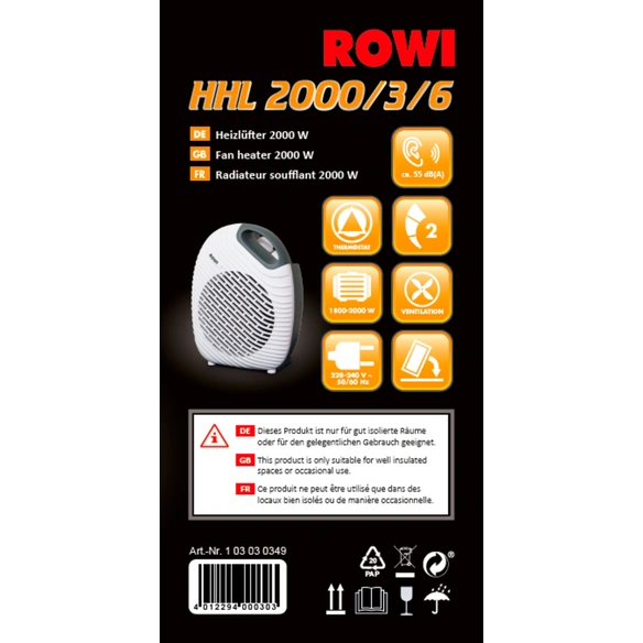 Heizlüftgerät »HHL«, 2000W, HHL 2000/3/6