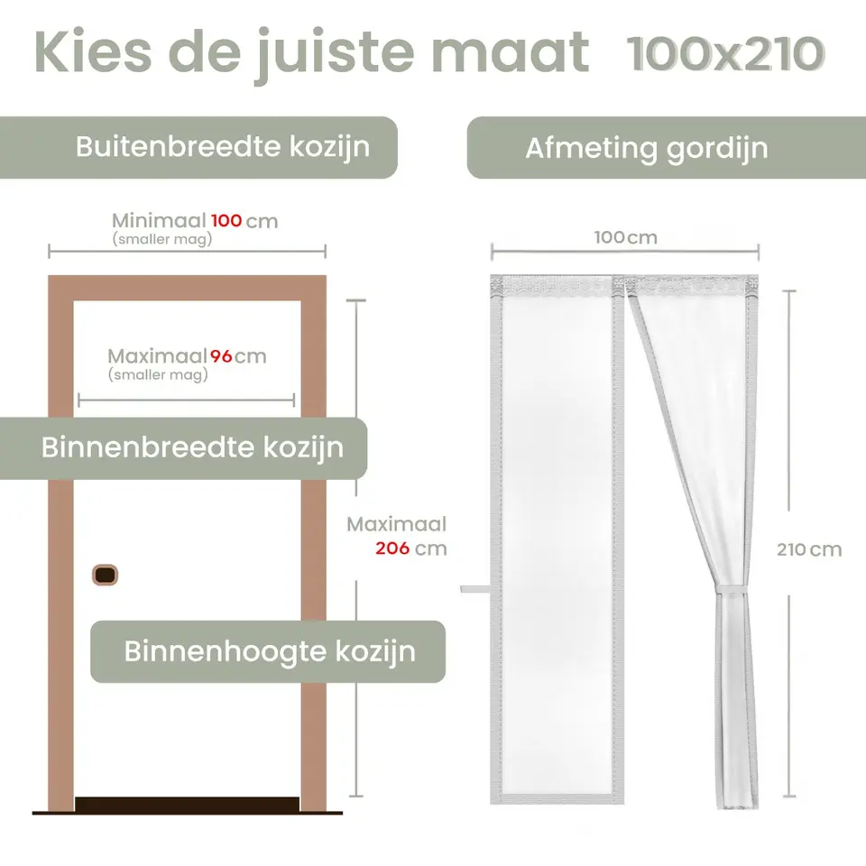 O'DADDY Deurgordijn Deluxe FIBER 100x210 - Magnetisch Vliegengordijn Wit