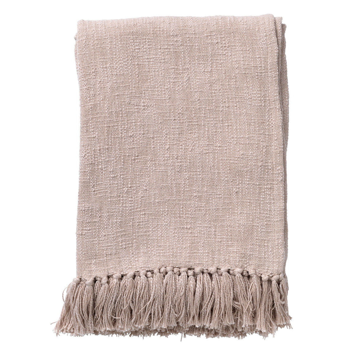 JUNE - Plaid 140x180 cm - 100% katoen - franjes - Pumice Stone - beige