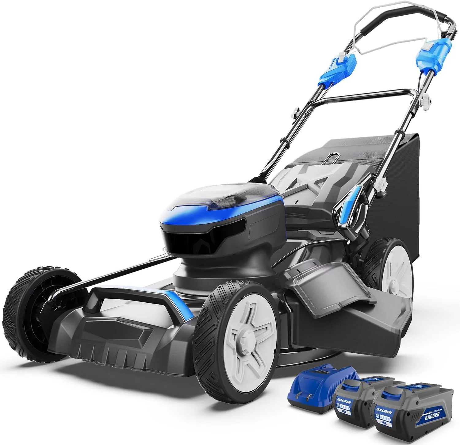 Lawn Mower 40V Brushless 18 Cordless, 5 Cutting Height Adjustments Electric Lawn Mower, Quickly Folding Within 5��s, 4.0AH Battery and Super Charger Included.(40V 21)