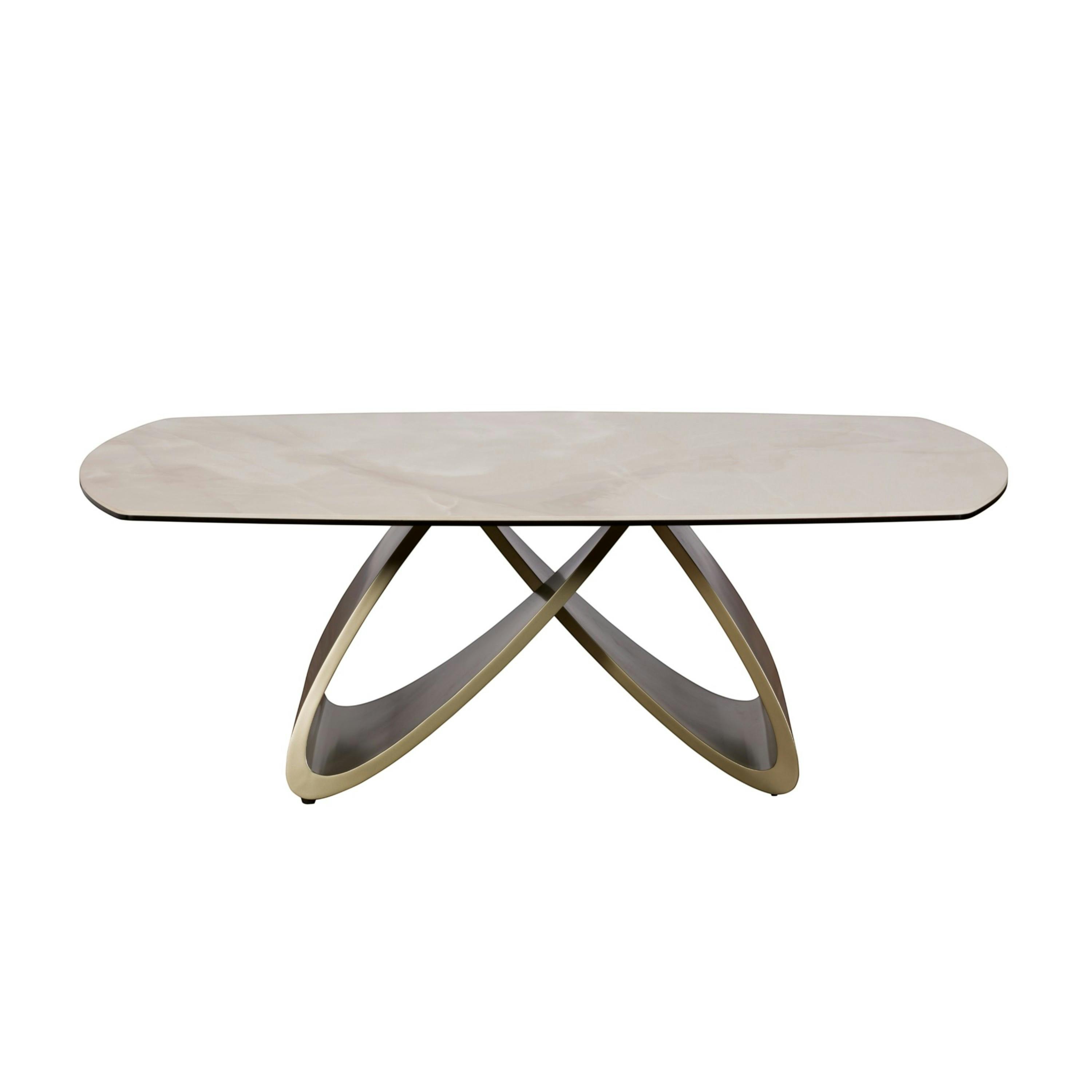 Table basse céramique brillante et pied graphique SYRA