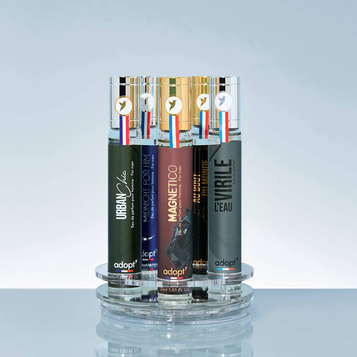 Carrousel MasculinPrésentoir et ses 5 eaux de parfums 30 ml