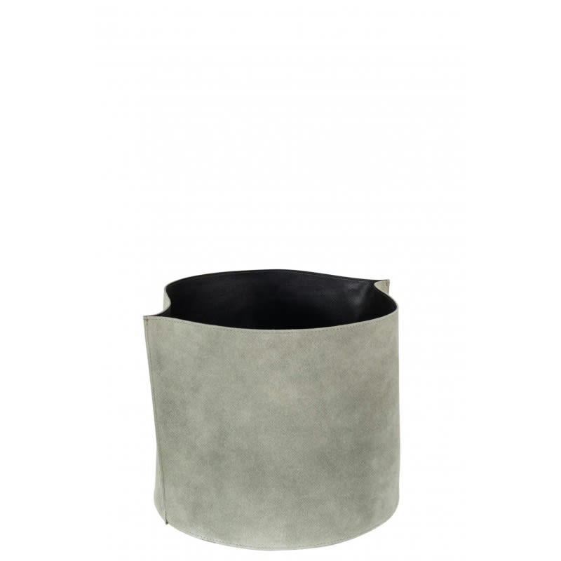 CUIR - Panier de rangement rond bas cuir beige