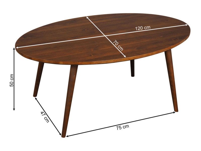 Ława Owalna Vintage 120 cm drewniana, kolor dębowy