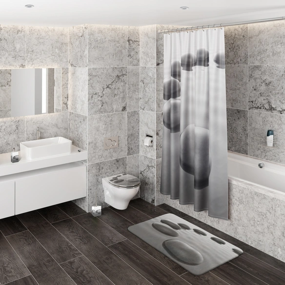 Badteppich »Black Stones«, grau, Polyester