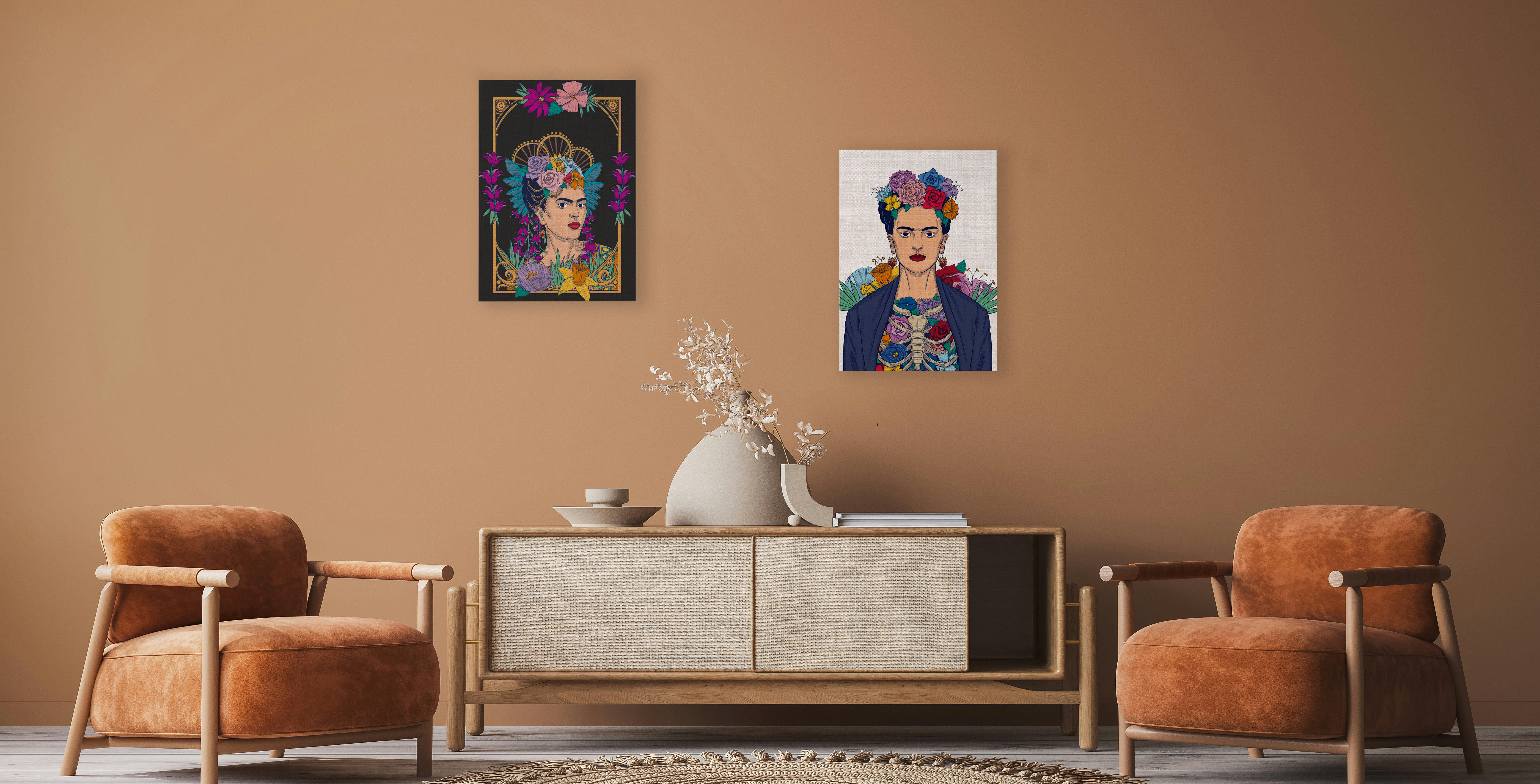 FRIDA KAHLO FRAME - Peinture sur toile 60x40 imprimé