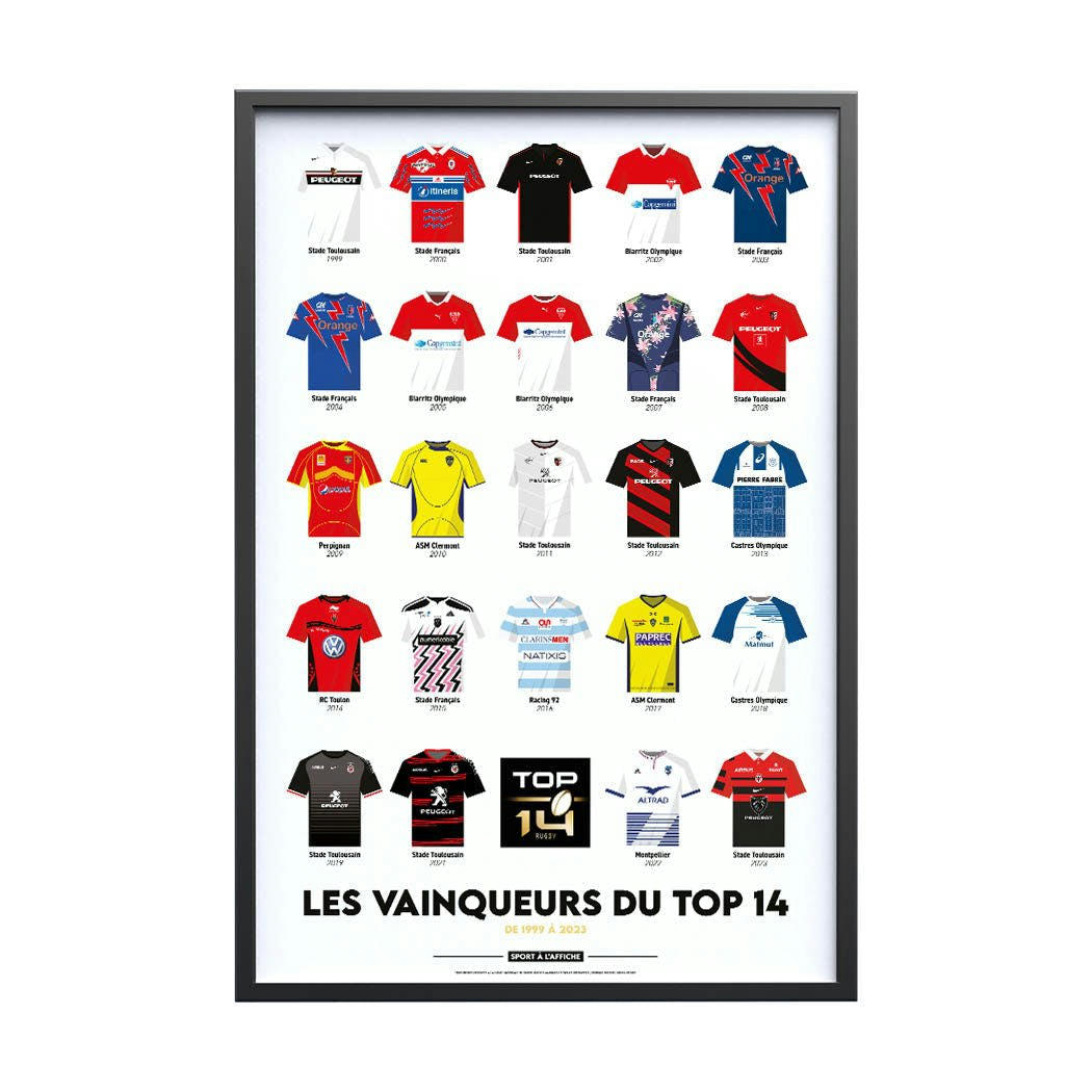 RUGBY - Affiche Rugby - Palmares Top 14 30x40 cm