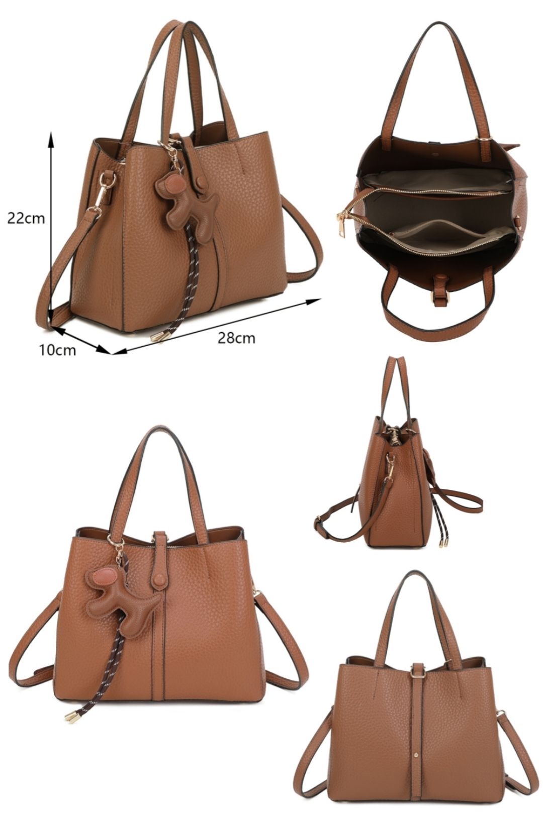Fontanella Fashion Bella PU Leather Triple Compartment HandBag With A Dog Charm