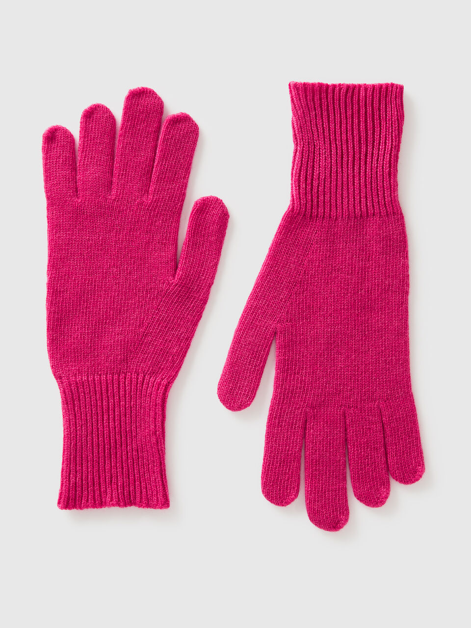 Fuchsia gloves in pure Merino wool