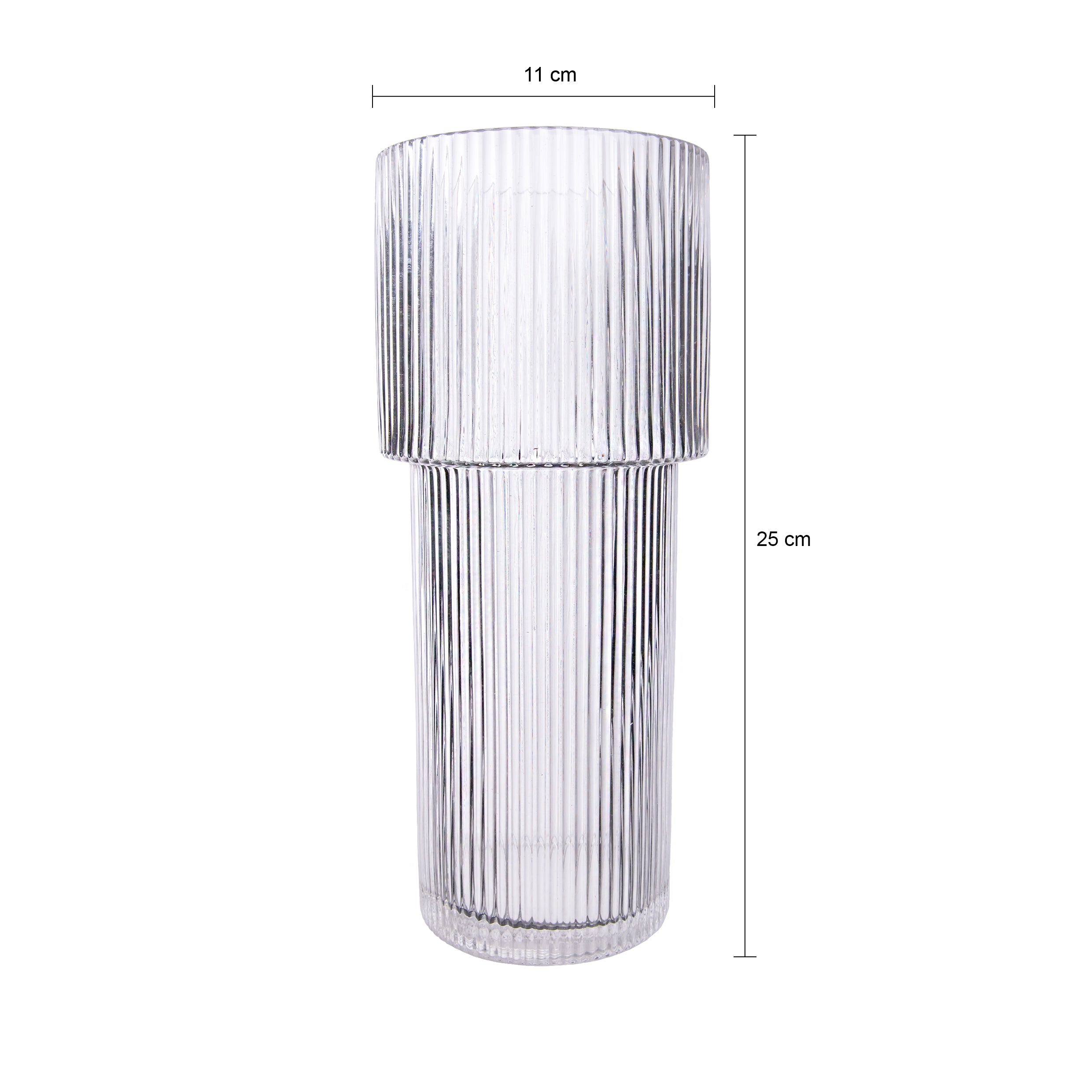 QUVIO Cilinder vaas - Smal - Glas - 24,5 cm - Transparant