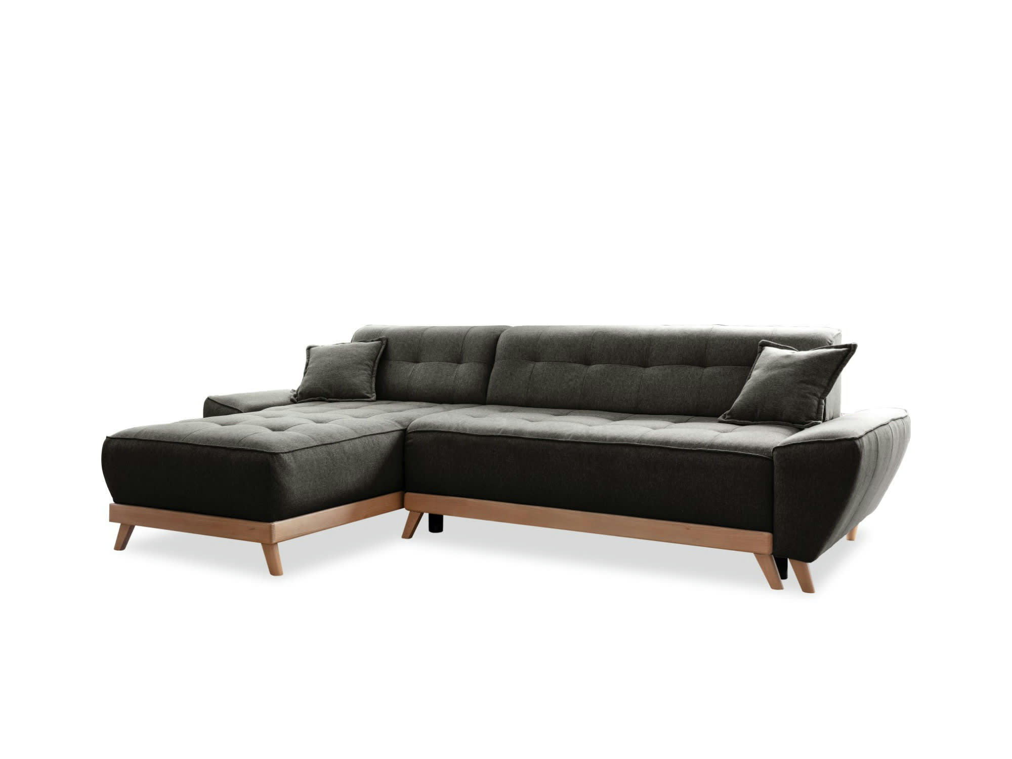 DAISY - Canapé d'angle réversible convertible 4 places en tissu gris foncé