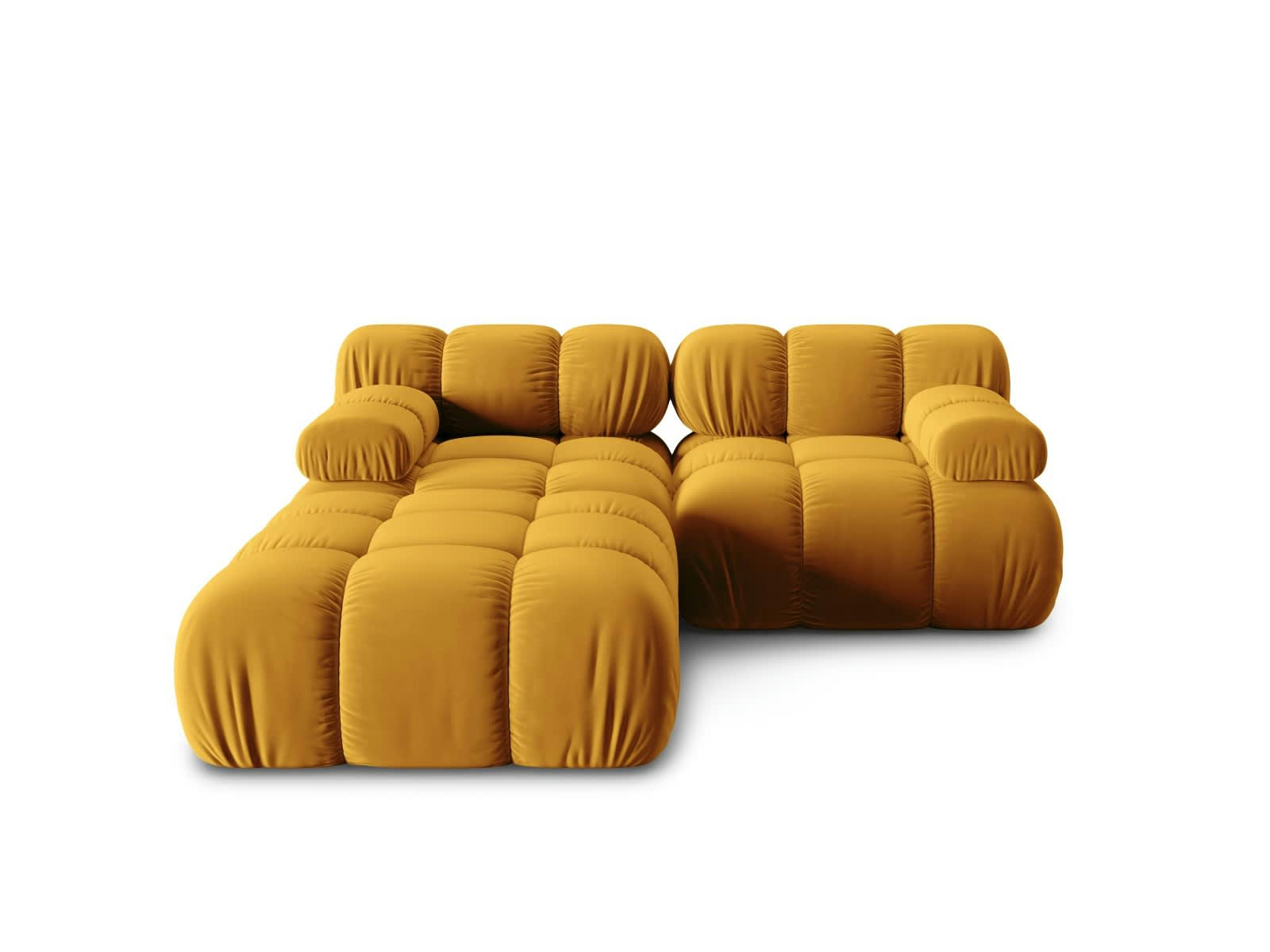 BELLIS - Canapé modulable 3 places en tissu velours jaune