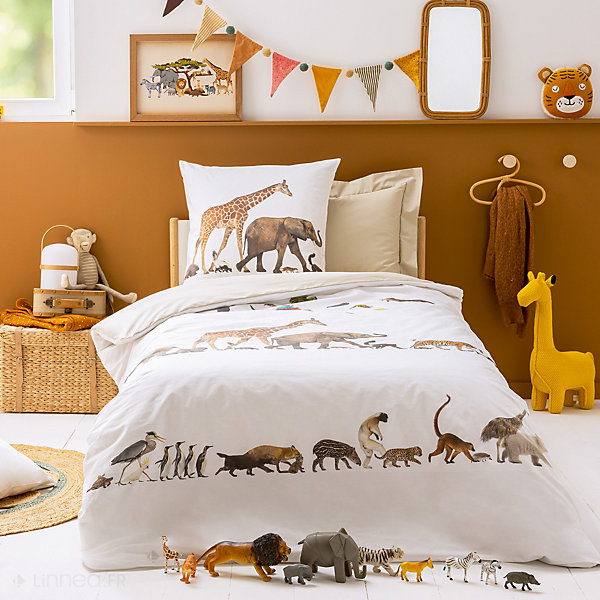 Housse de couette 200x200 cm en 100% percale de coton NOé blanc