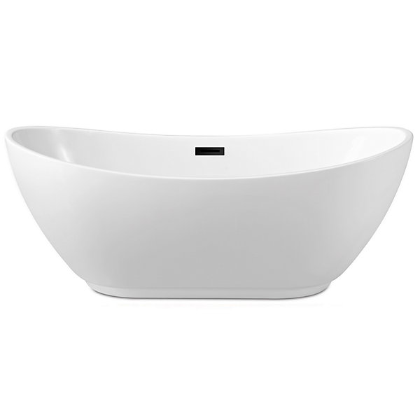 Balneo Baignoire autoportante 170x72cm, accessoires noir, Acrylique thermoformé 3.5mm, avec pieds réglables, PARMA