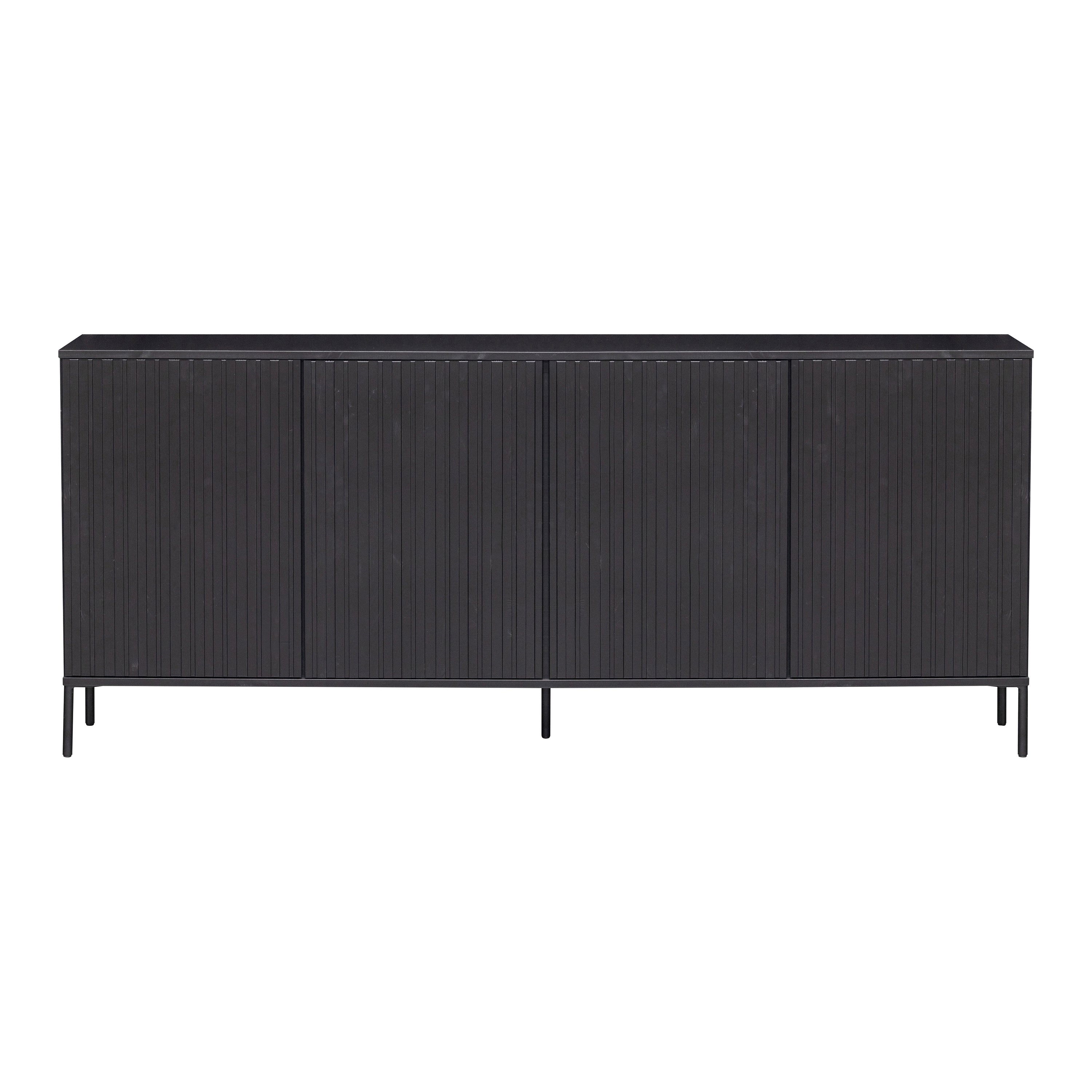 WOOOD New Gravure Dressoir B 200 cm - Grenen - Zwart