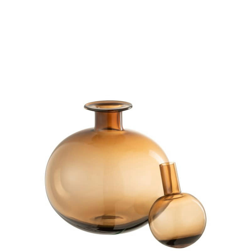 UNI - Bouteille décorative et bouchon rond verre marron H28,5cm