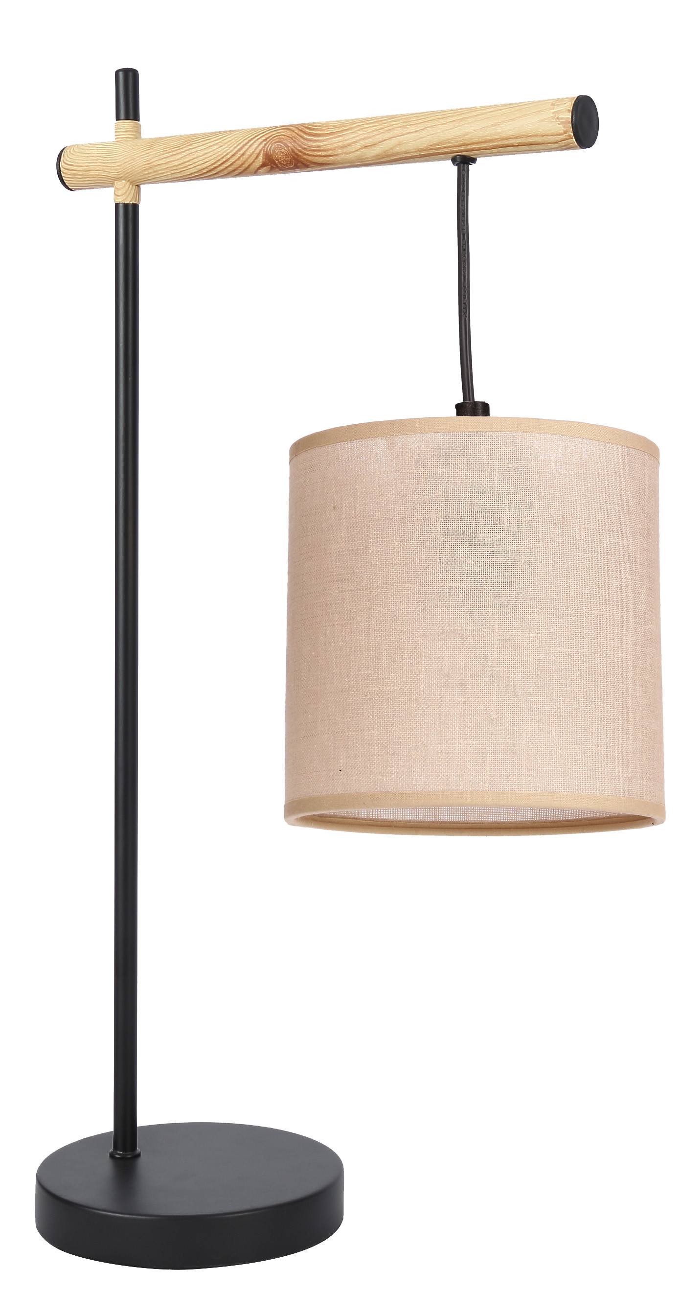 Lampa stołowa COMBI czarny 1x60w e27 abażur beżowy