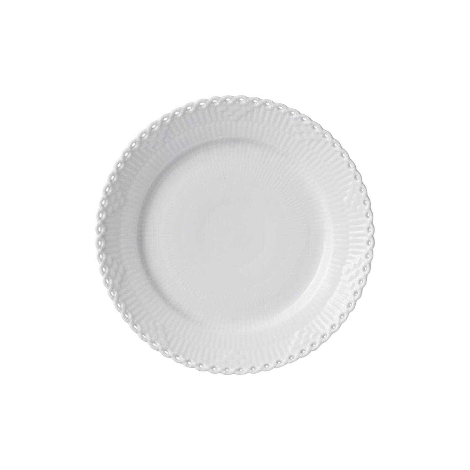 Hvid Riflet Helblonde Tallerken ø 19 cm