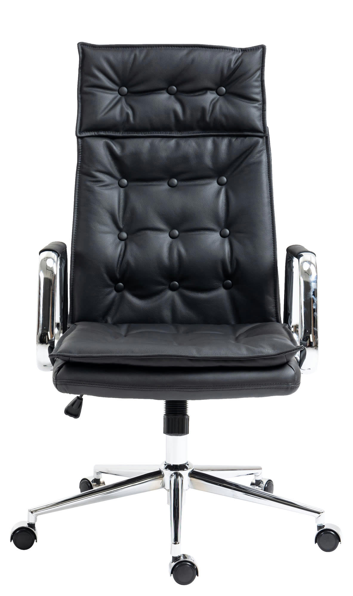 SOTIRA - Chaise de bureau réglable pivotant en véritable cuir Noir