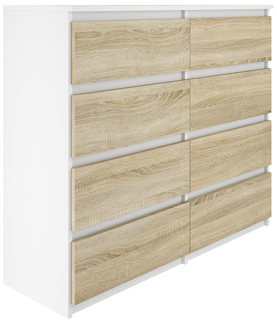 Komoda BASIC 8 szuflad – Dąb Sonoma / Biały | 120x97x40 cm