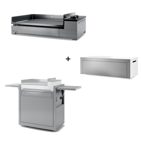 Pack plancha gaz Premium 60 inox marin   chariot   couvercle - Forge Adour