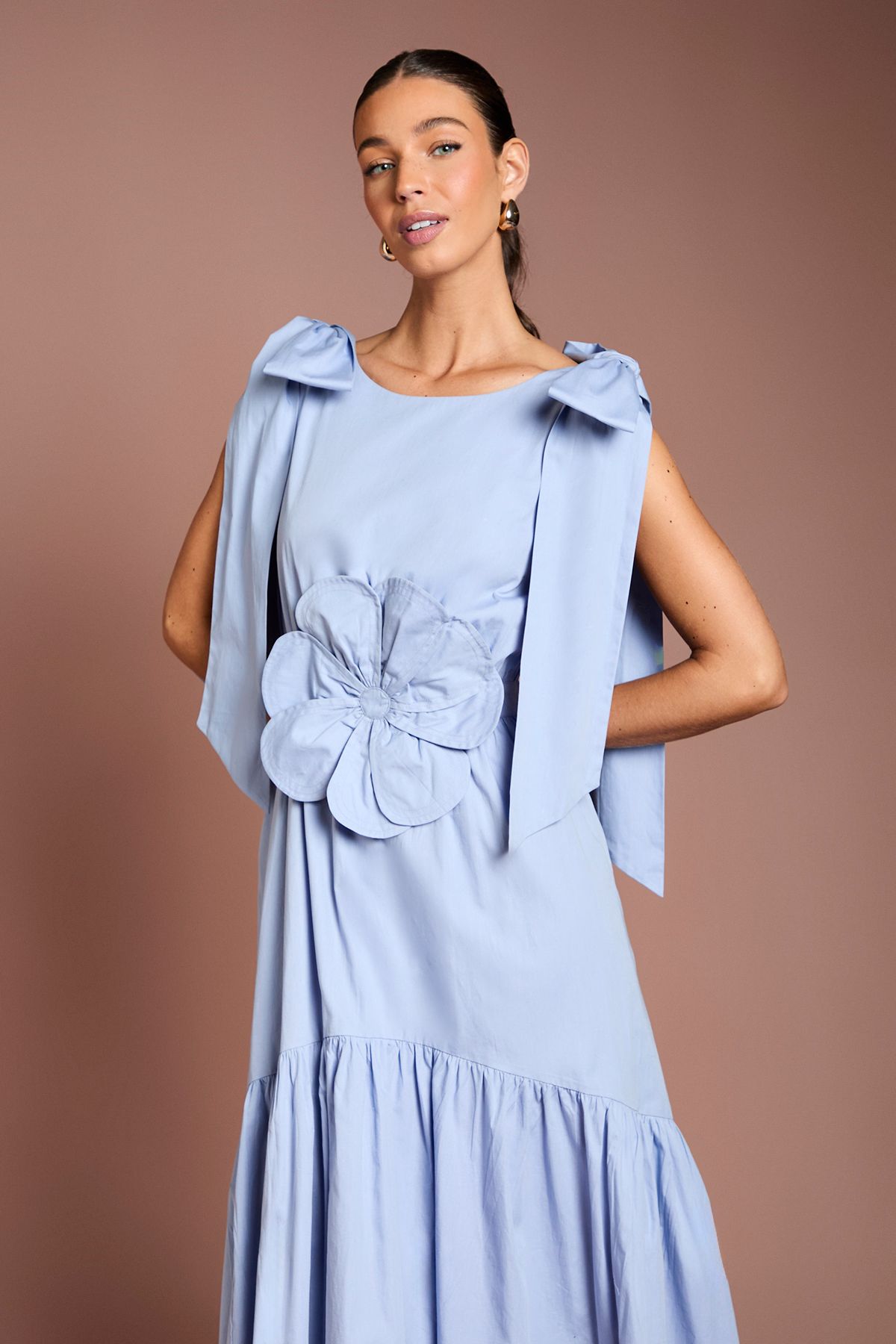 Coast Bow Shoulder Floral Corsage Detail Dress