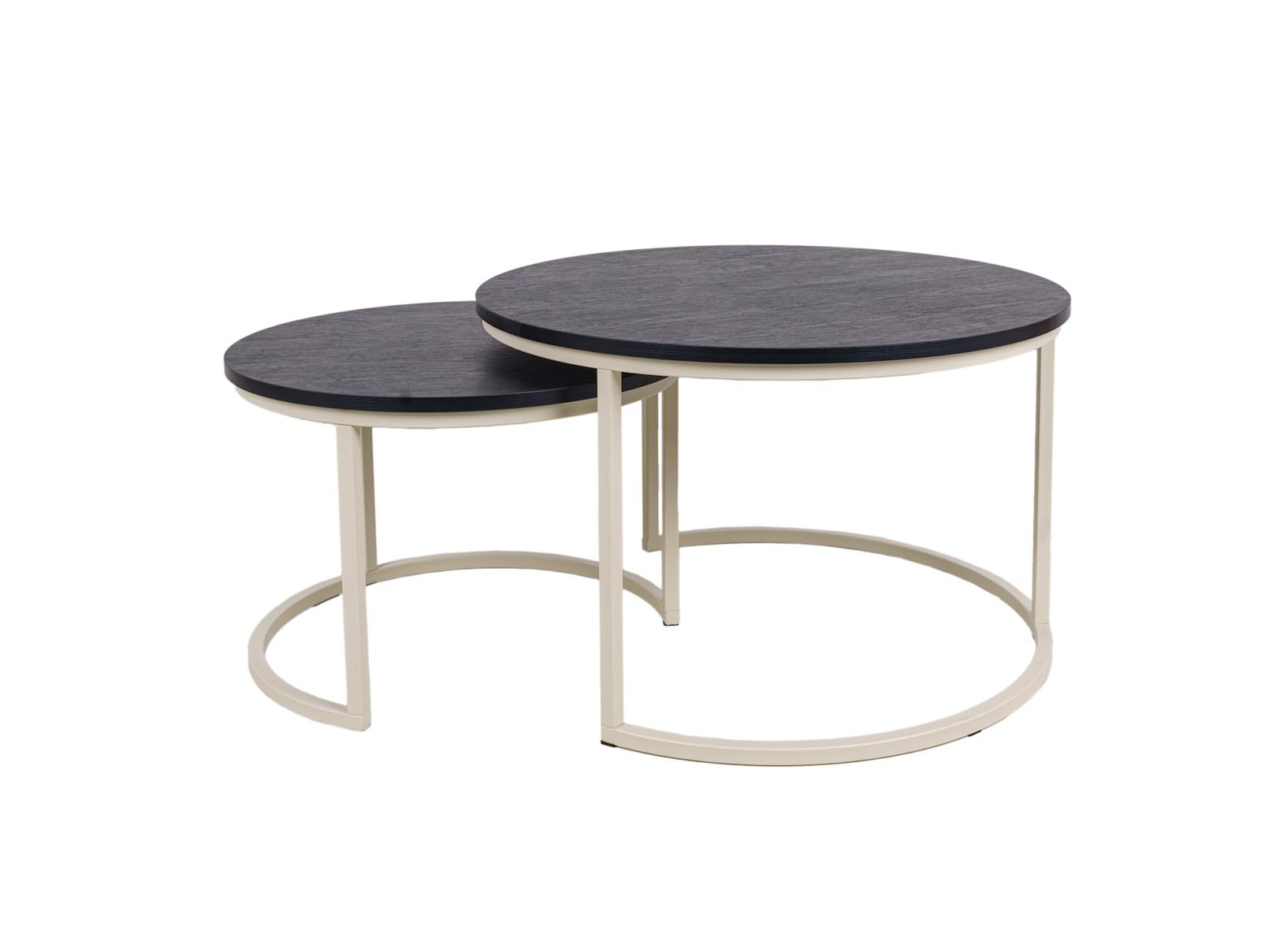 MaximaVida ronde salontafel set Chicago XL 75 cm ivoor - pinewood fineer