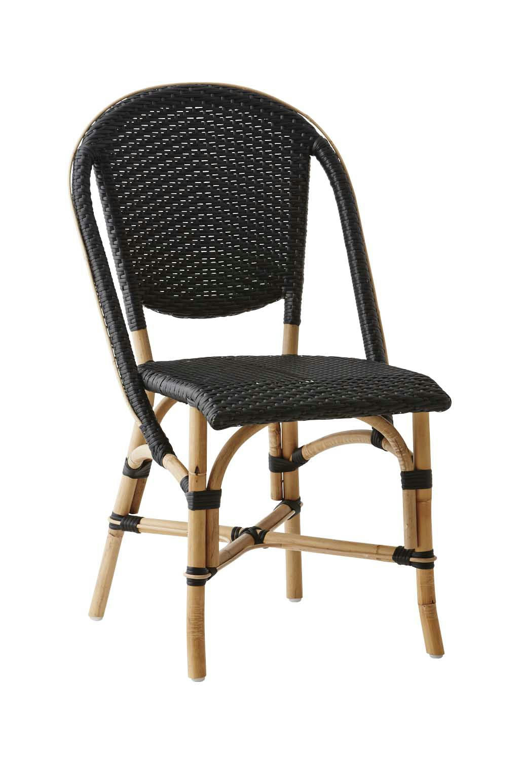 SOFIE - Chaise repas empilable en rotin et fibre synthétique noir