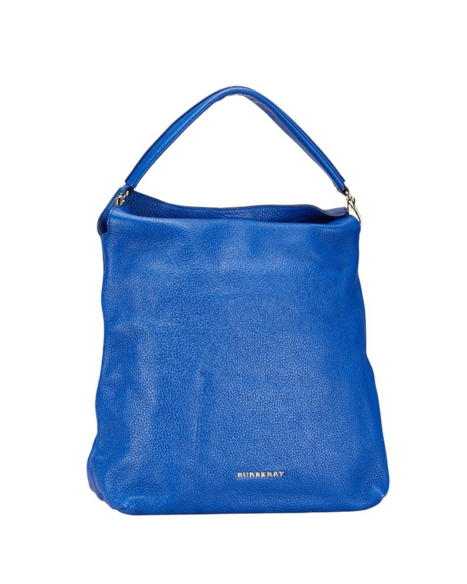 Burberry Preloved Pebbled Leather Tote Wo - Blue Handbags