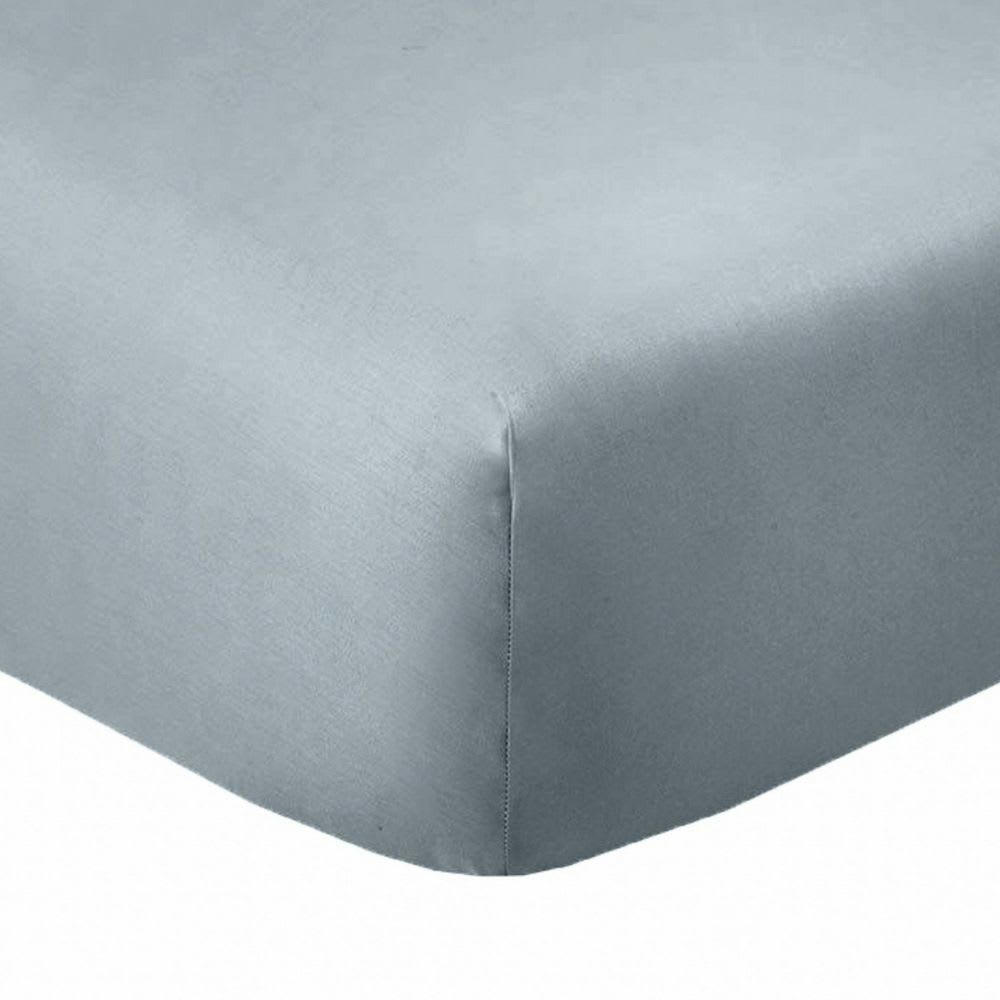 - Drap housse 2 places coton bleu polaire 180x200 cm