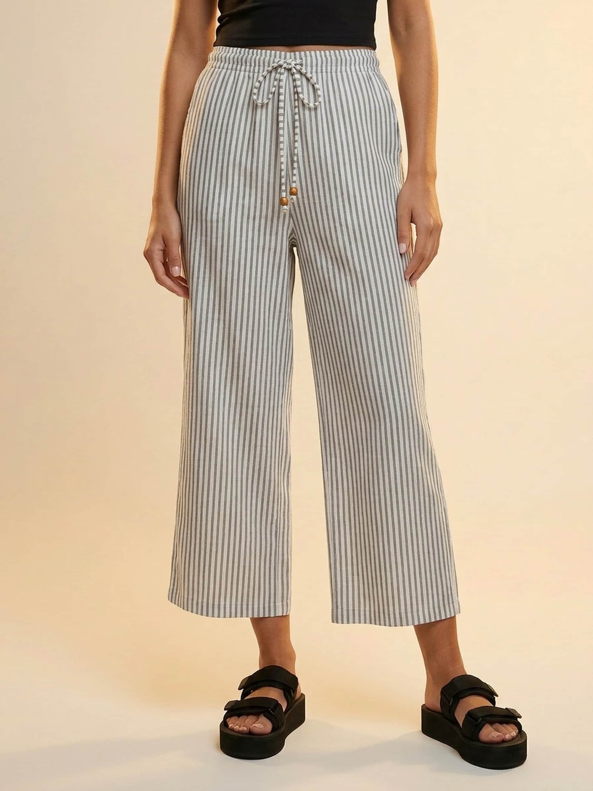 Spodnie wide leg w paski