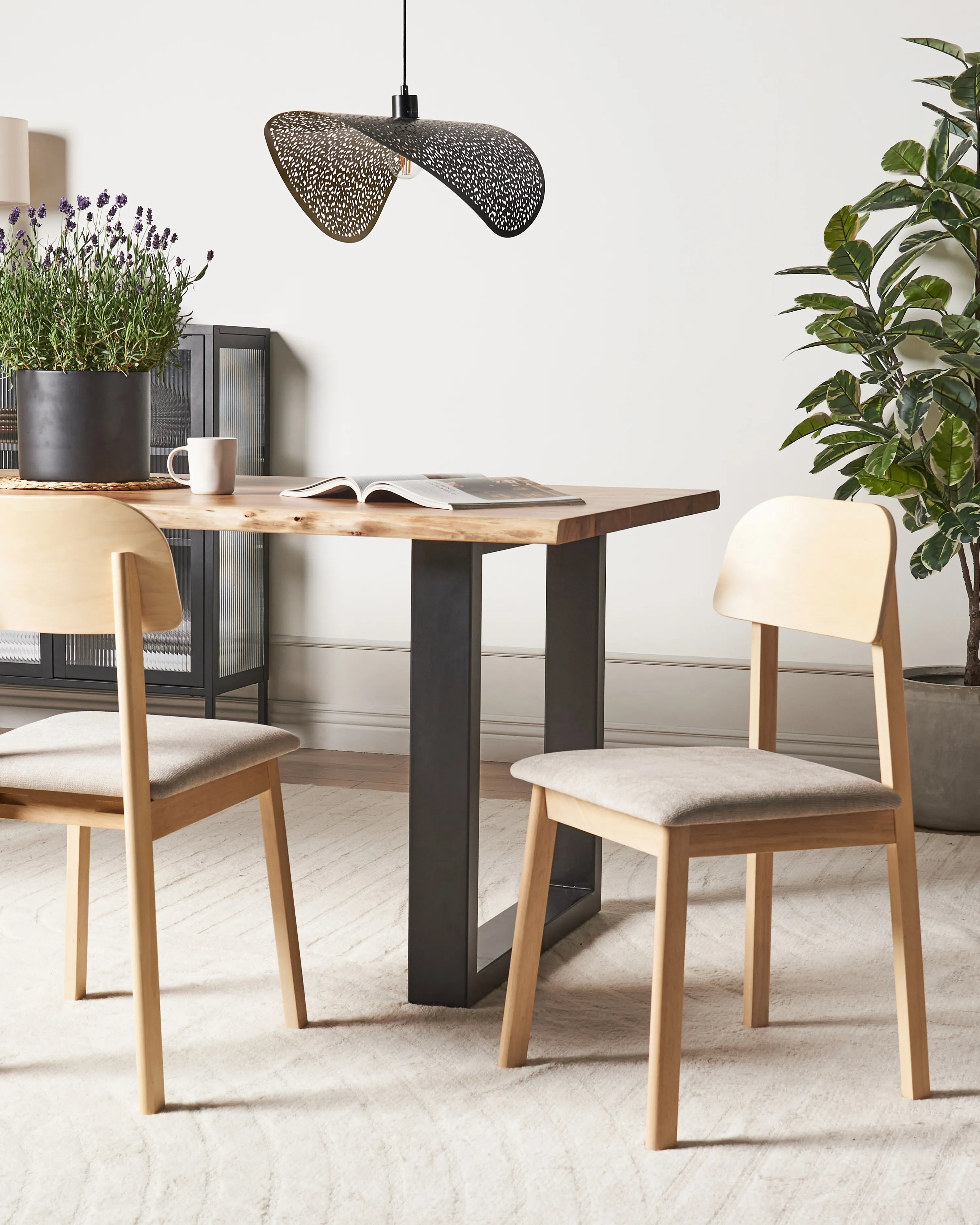 Set of 2 Dining Chairs SCANDIA Wood Taupe
