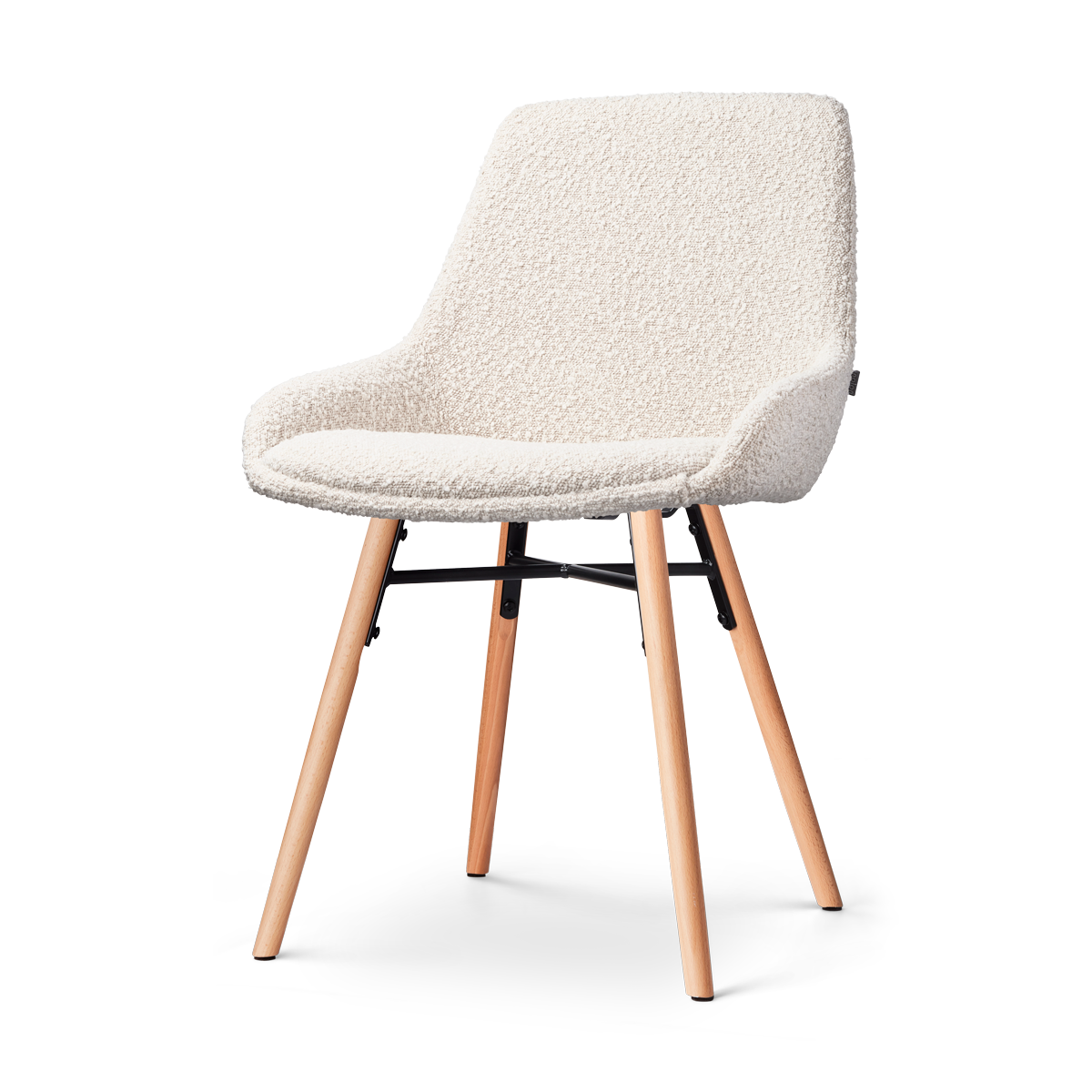 Nolon Nena-Isa Eetkamerstoel Bouclé Beige - Stof - Houten Poten