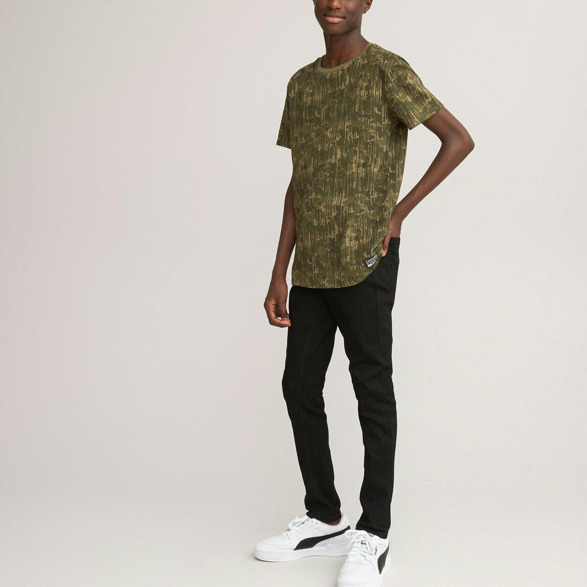 T-shirt col rond imprimé camouflage