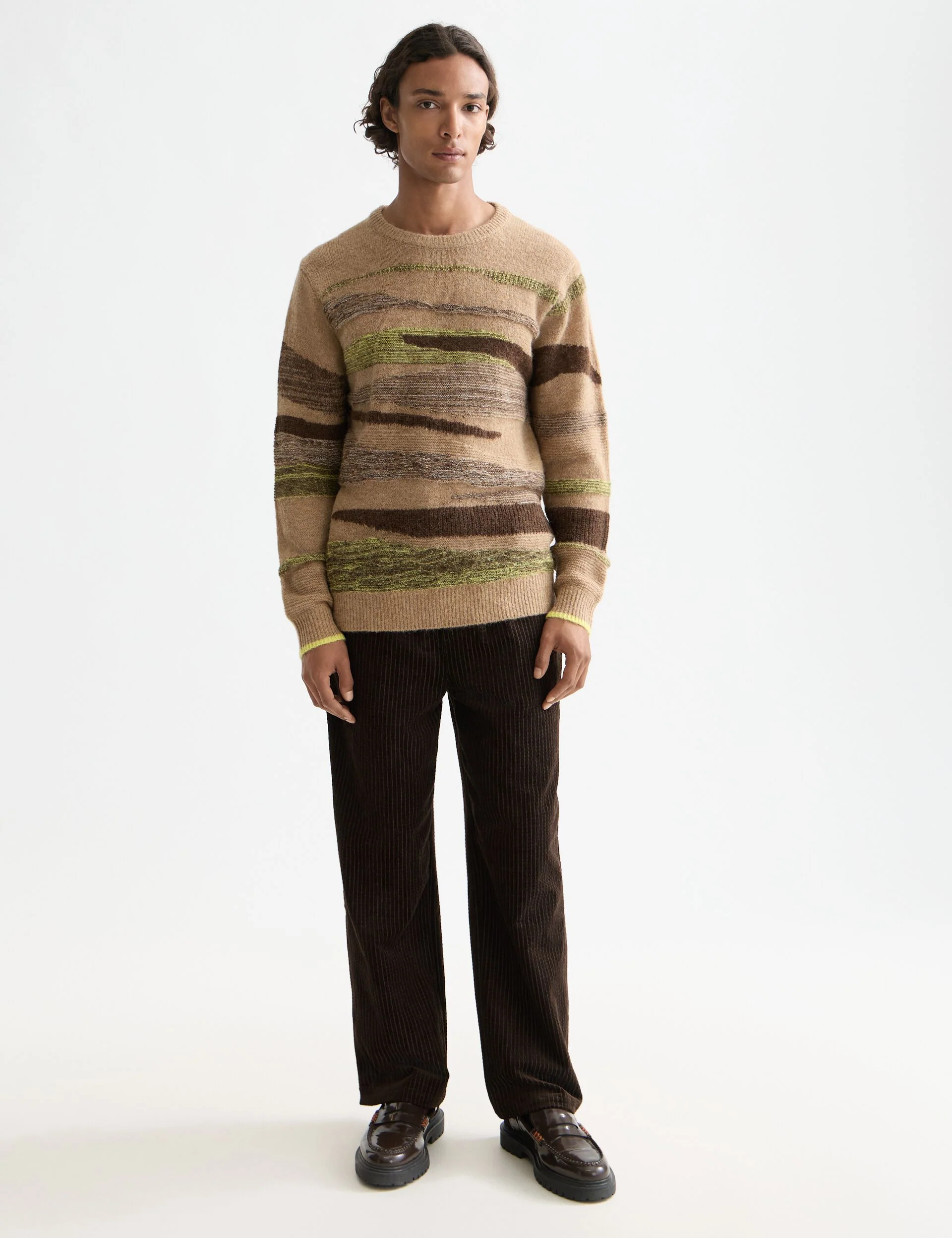 Fluffy alpaca wool blend crew neck