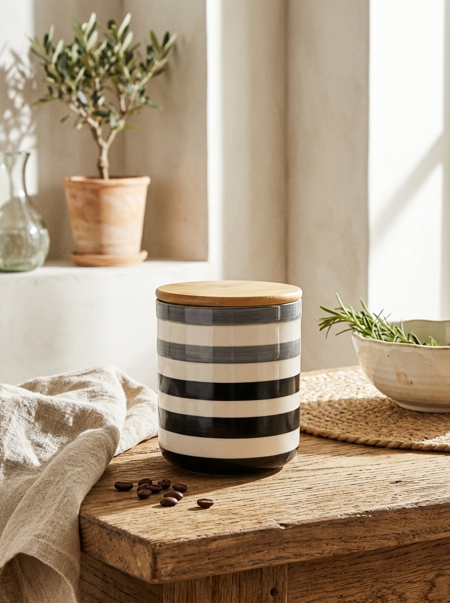 Ceramiczny pojemnik na żywność z bambusową pokrywką