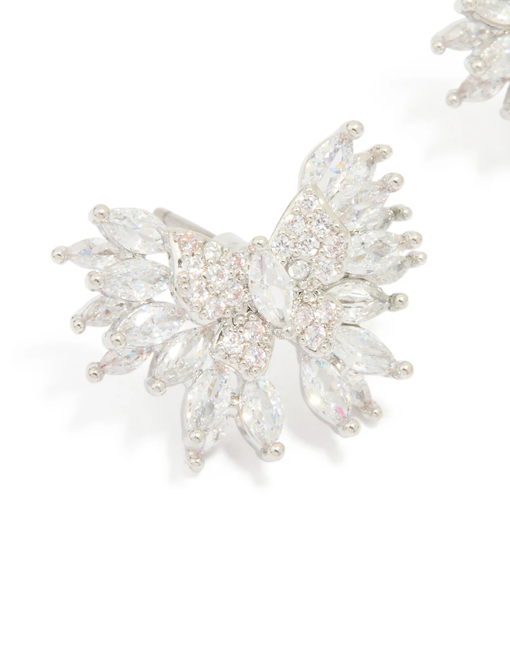 Silver Cubic Zirconia Bow Stud Earrings