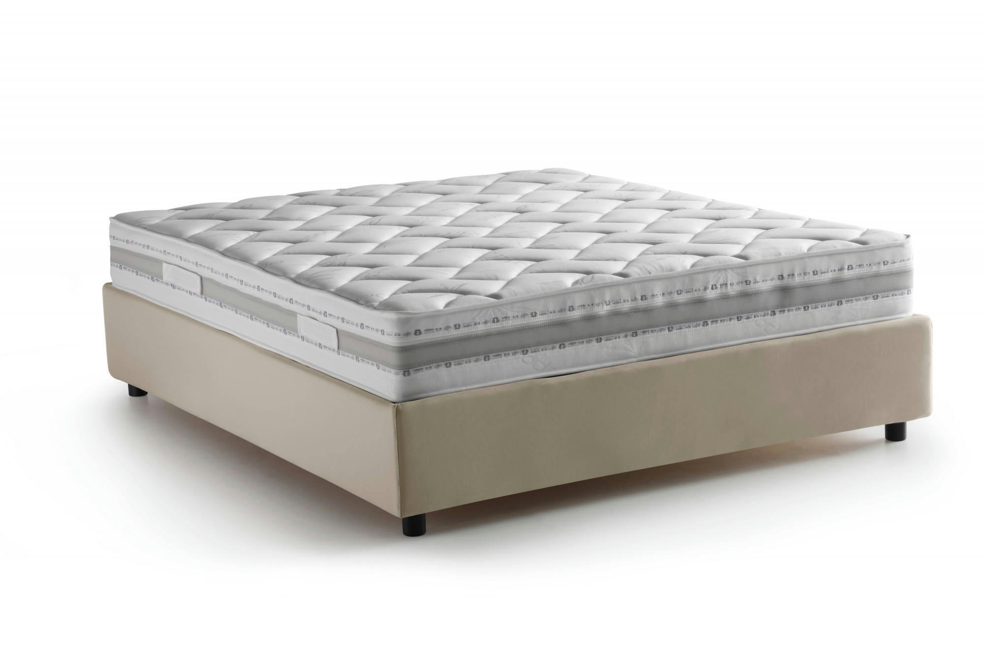 DAAJJ - Lit coffre 140x190 cm en tissu crème