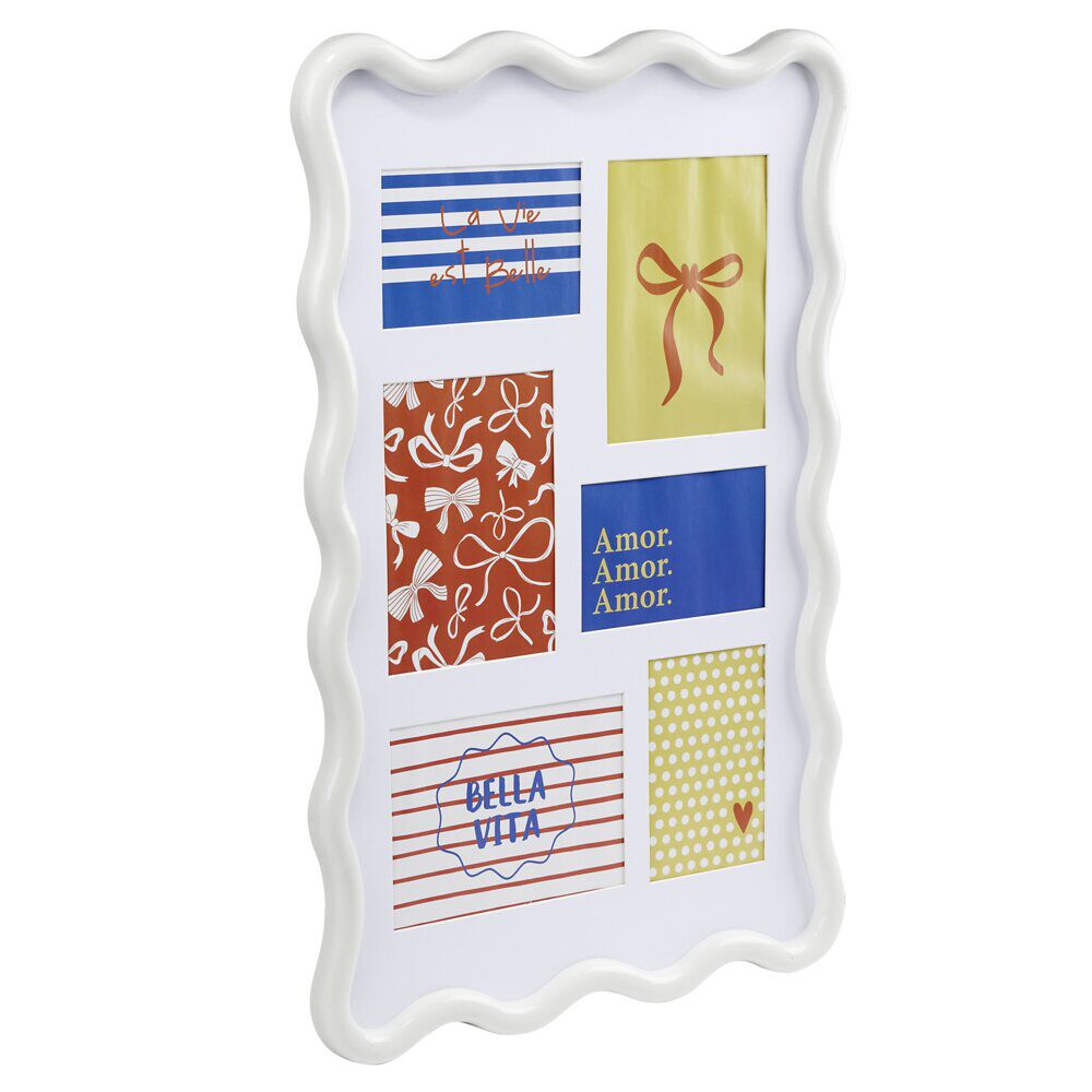 Pêle-mêle bord vague 6 vues plastique 40x60cm (2 modèles blanc ou vert)
