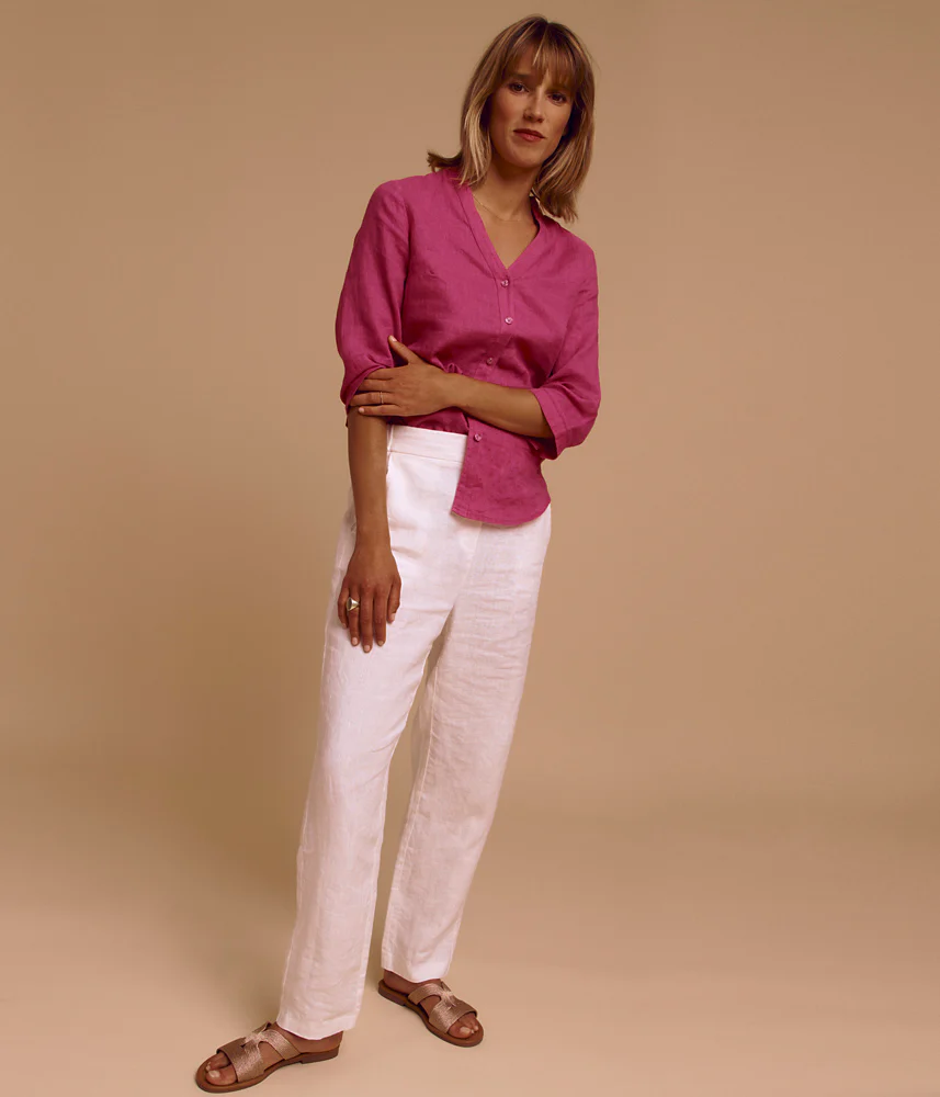 Pantalon fluide en lin lavé PRALIN-BIS/85236/003