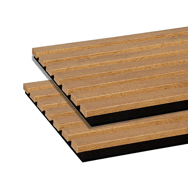 Lot de 2 panneaux tasDecowall Acoustic coul chêne bronze sur feutrine noire 2600x300x17mm