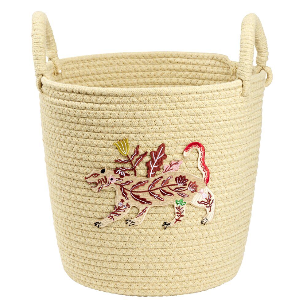 Panière tressée en coton motif animaux Ø30xH35cm (2 modèles)