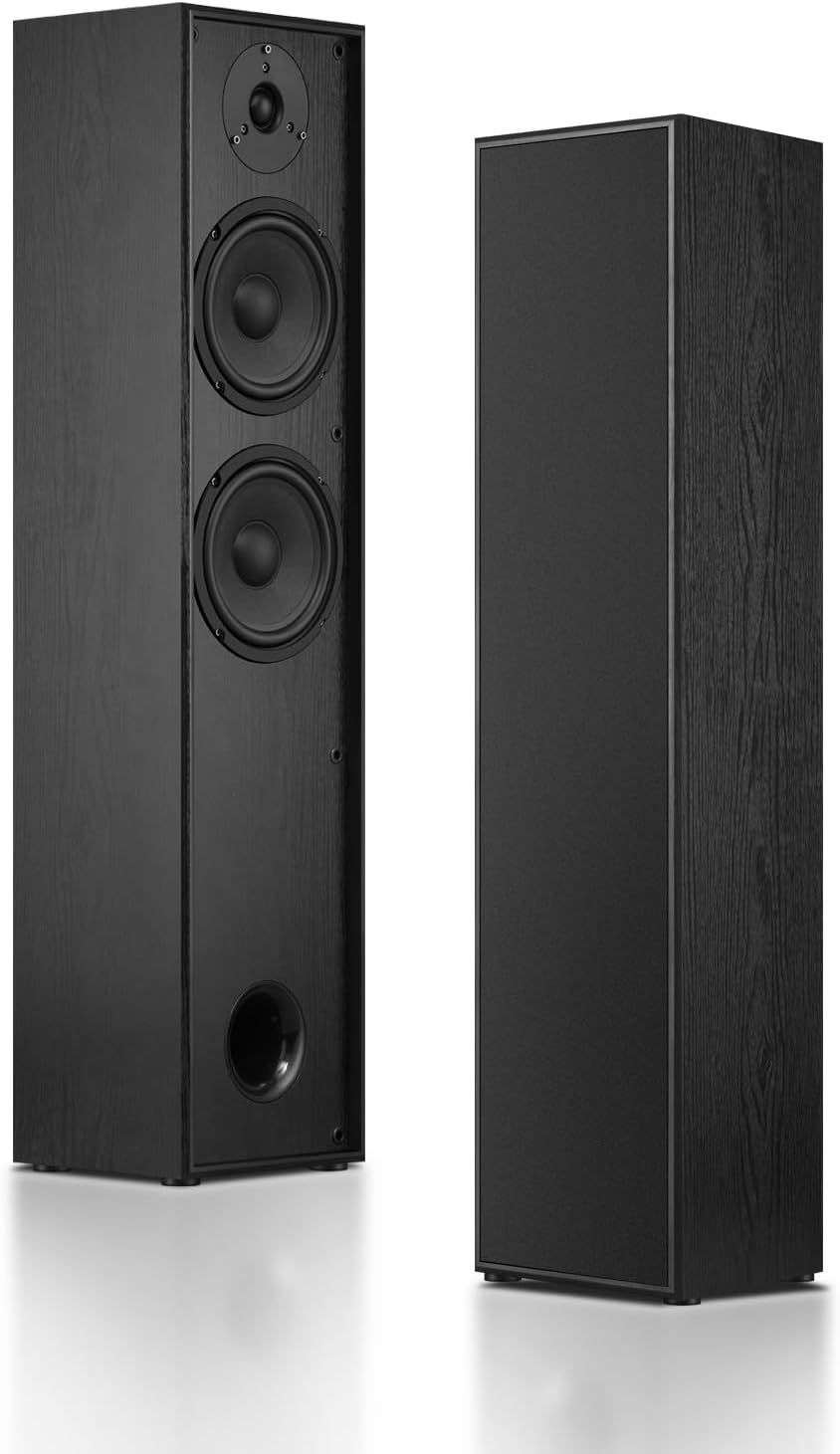 Elimavi Passive Floorstanding Stereo Speakers, Tower Design with 1 Tweeter and 6.5 Woofer, Two-Way System, 4-Ohm Impedance, 120W RMS, Sturdy MDF Cabinet, Ideal for Home Theater Systems, Black