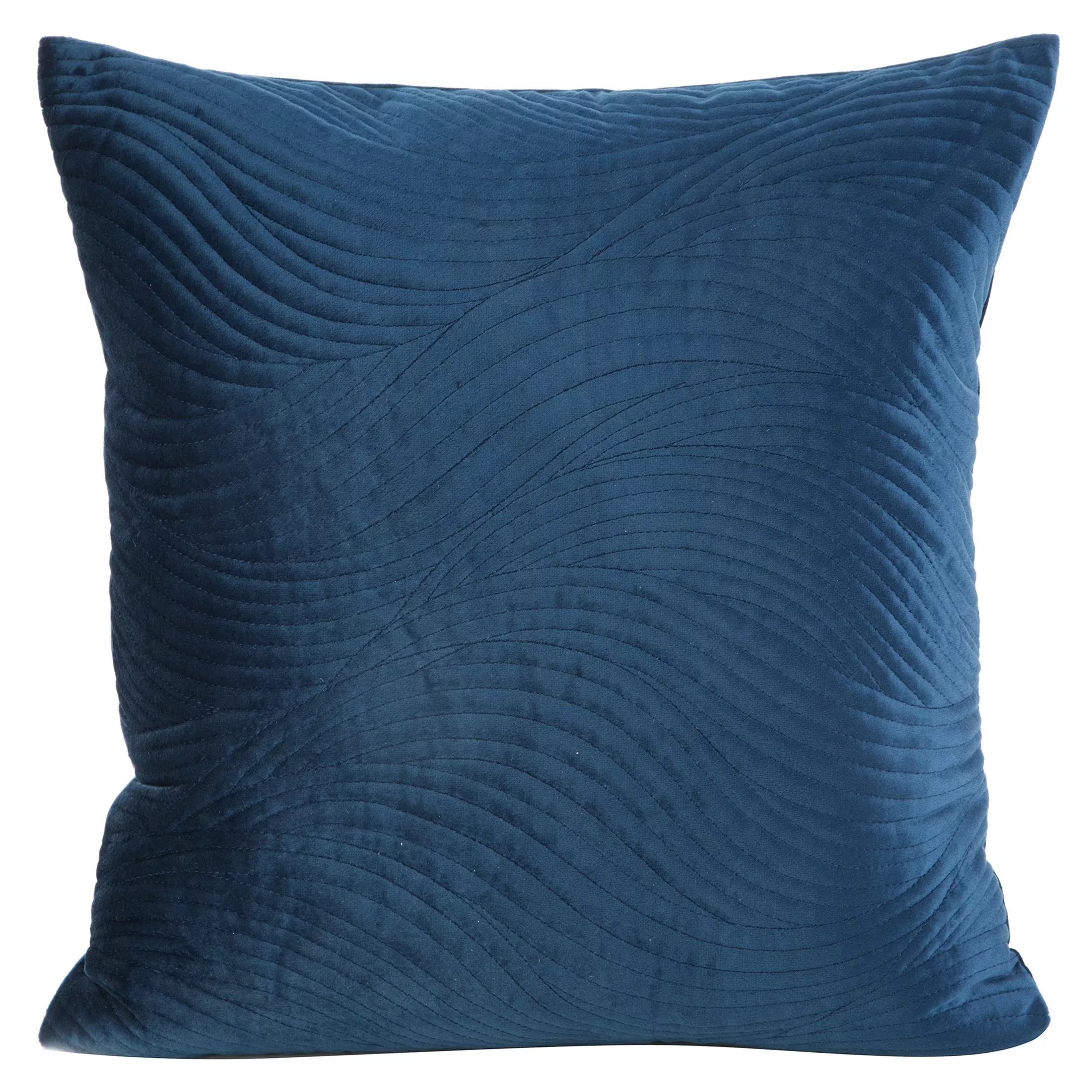 Poszewka na poduszkę 45x45 cm welwetowa, granatowa pikowana w falujący wzór RIA5 Eurofirany Premium