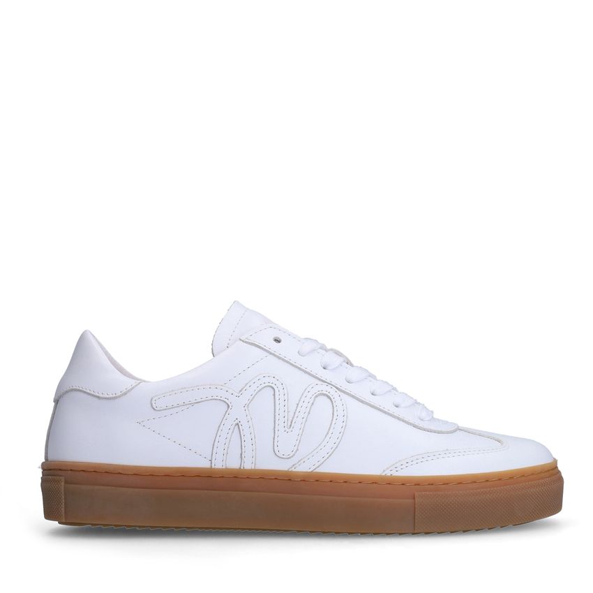 Manfield Witte leren sneakers