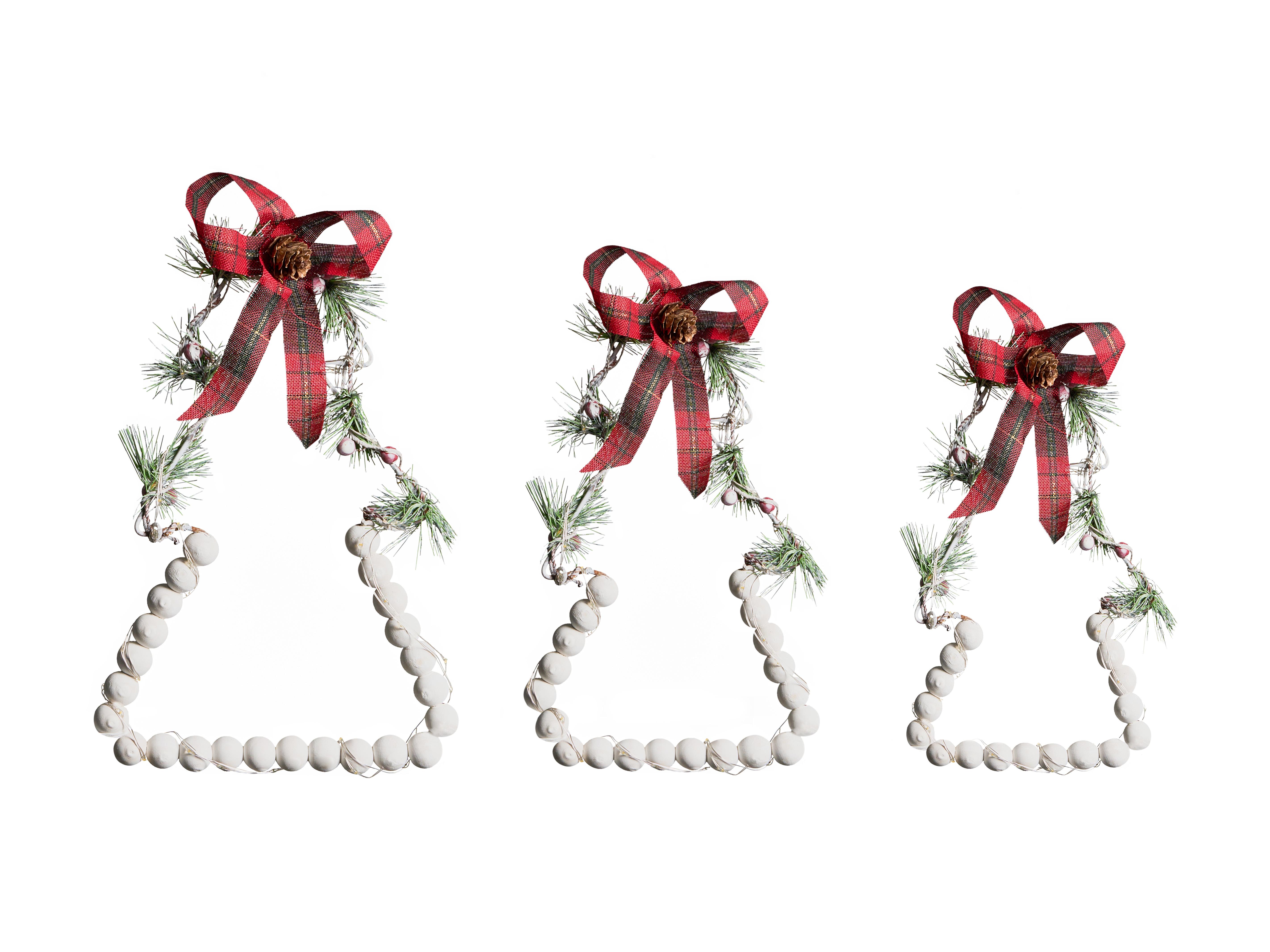 Set of 3 Christmas Decorations LED KYVESI Christmas Tree 20/25/30 cm White