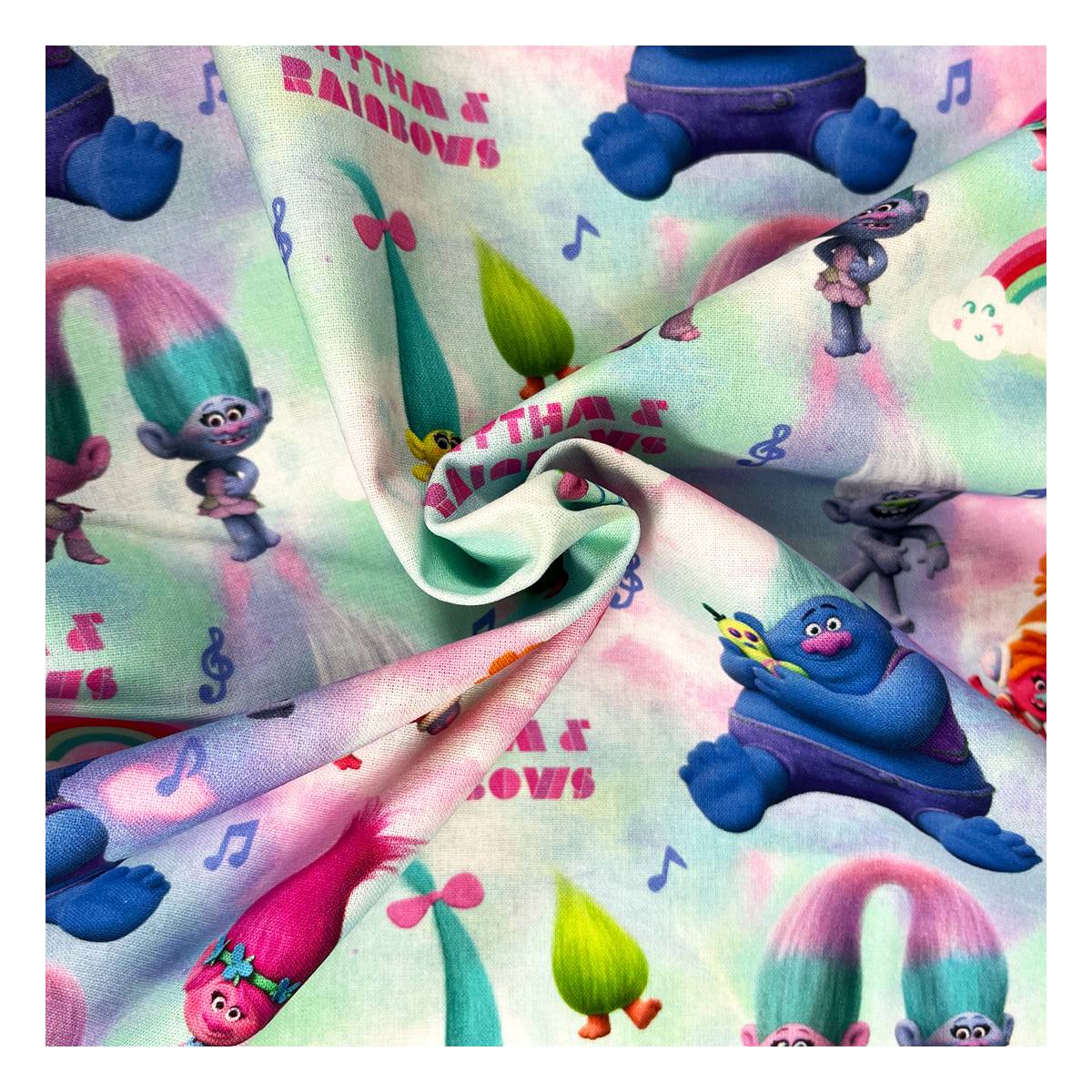 Trolls Snack Pack Cotton Fabric by the Metre