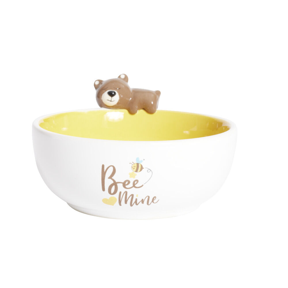 Bol ours dolomite blanc et jaune Ø14,5cm