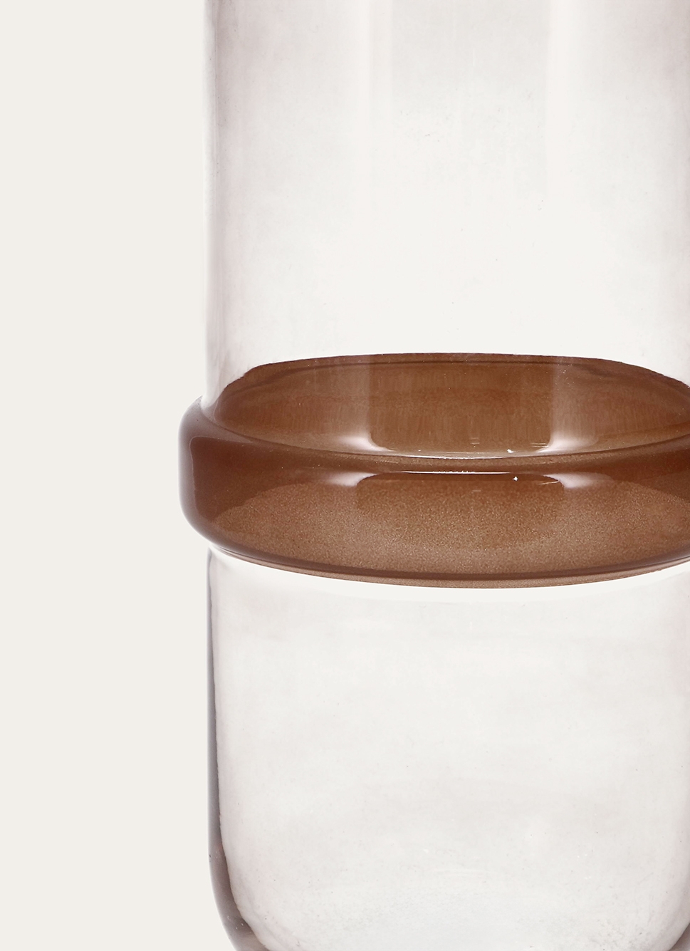 VASE EN VERRE AVEC CERCLE FAIT MAIN BRUN TRANSPARENT