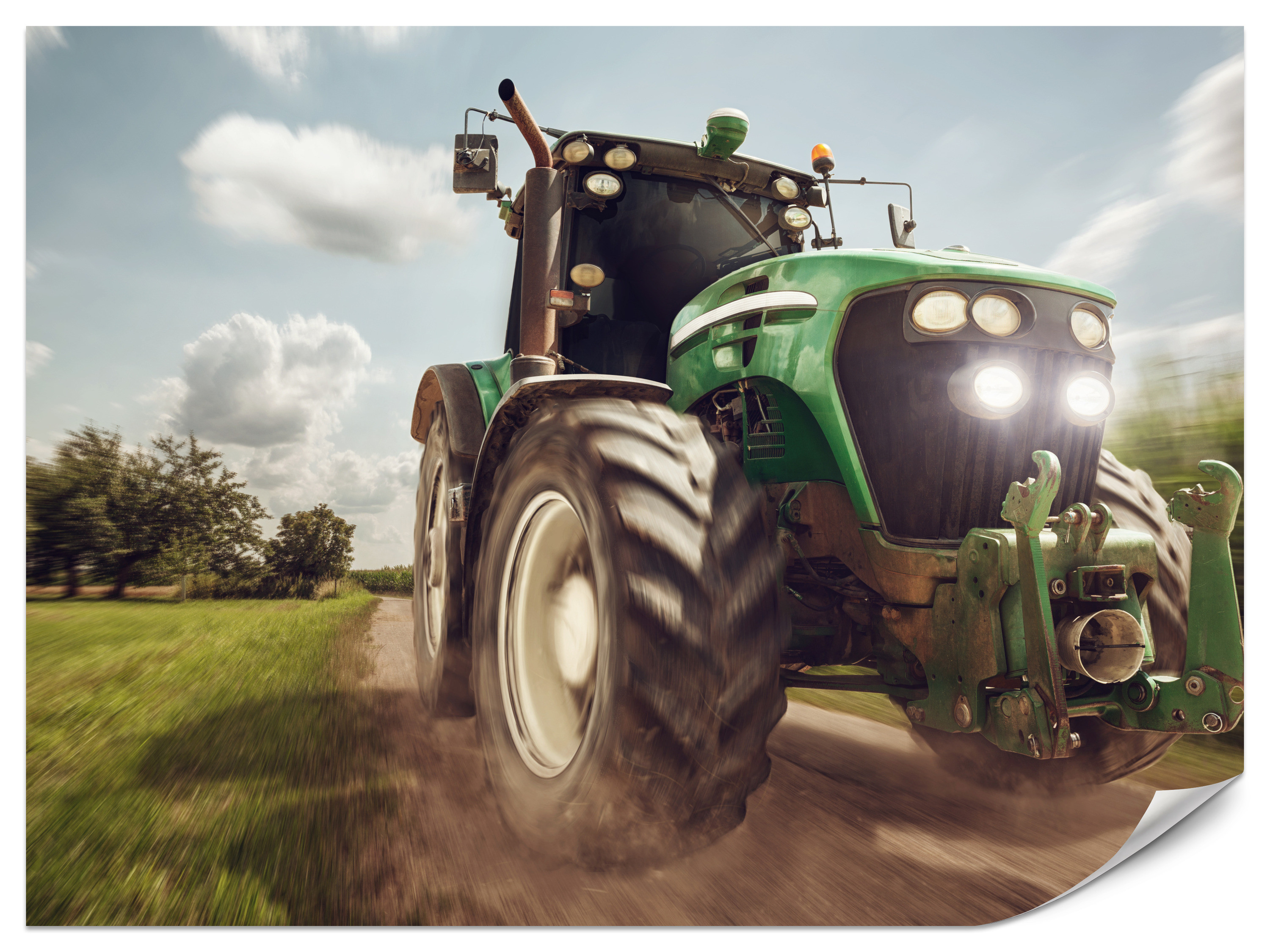 Fototapeta Pędzący traktor 100x70cm